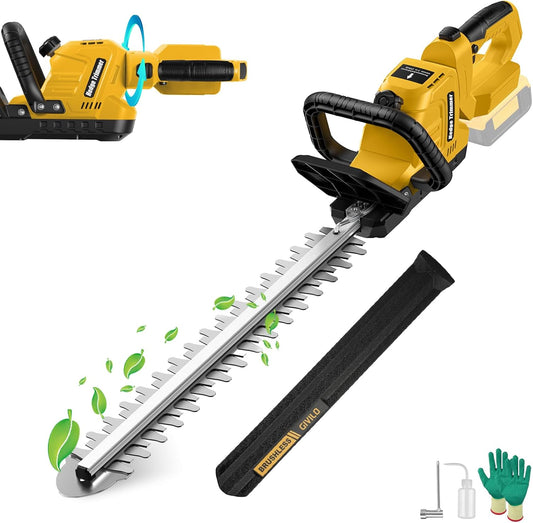 Electric Hedge Trimmer Cordless Compatible with DEWALT 20V MAX Battery, 20-Inch Cordless Hedge Trimmer, Brushless Bush Trimmer, 2/3'' Cutting Capacity, Lightweight & Rotatable Handle(No Battery)