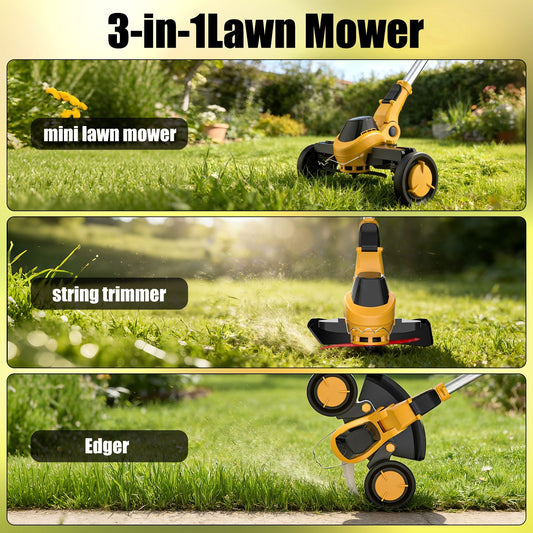 Weed Wacker Cordless Compatible with DEWALT 20V MAX Battery, Electric Weed Cordless Eater with 4 Types Blades, Brushless Grass Trimmer/Lawn Edger/Mower/Brush Cutter for Yard Garden(No Battery)