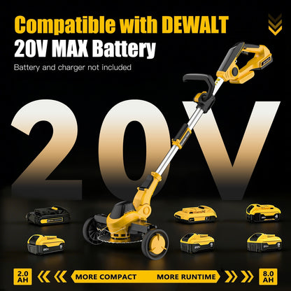 Weed Wacker Cordless Compatible with DEWALT 20V MAX Battery, Electric Weed Cordless Eater with 4 Types Blades, Brushless Grass Trimmer/Lawn Edger/Mower/Brush Cutter for Yard Garden(No Battery)