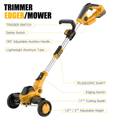 Weed Wacker Cordless Compatible with DEWALT 20V MAX Battery, Electric Weed Cordless Eater with 4 Types Blades, Brushless Grass Trimmer/Lawn Edger/Mower/Brush Cutter for Yard Garden(No Battery)